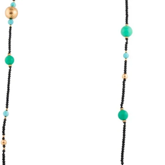 DAVID YURMAN 18K 750 AMAZONITE, CHRYSOPRASE & SPINEL BEAD STRAND NECKLACE